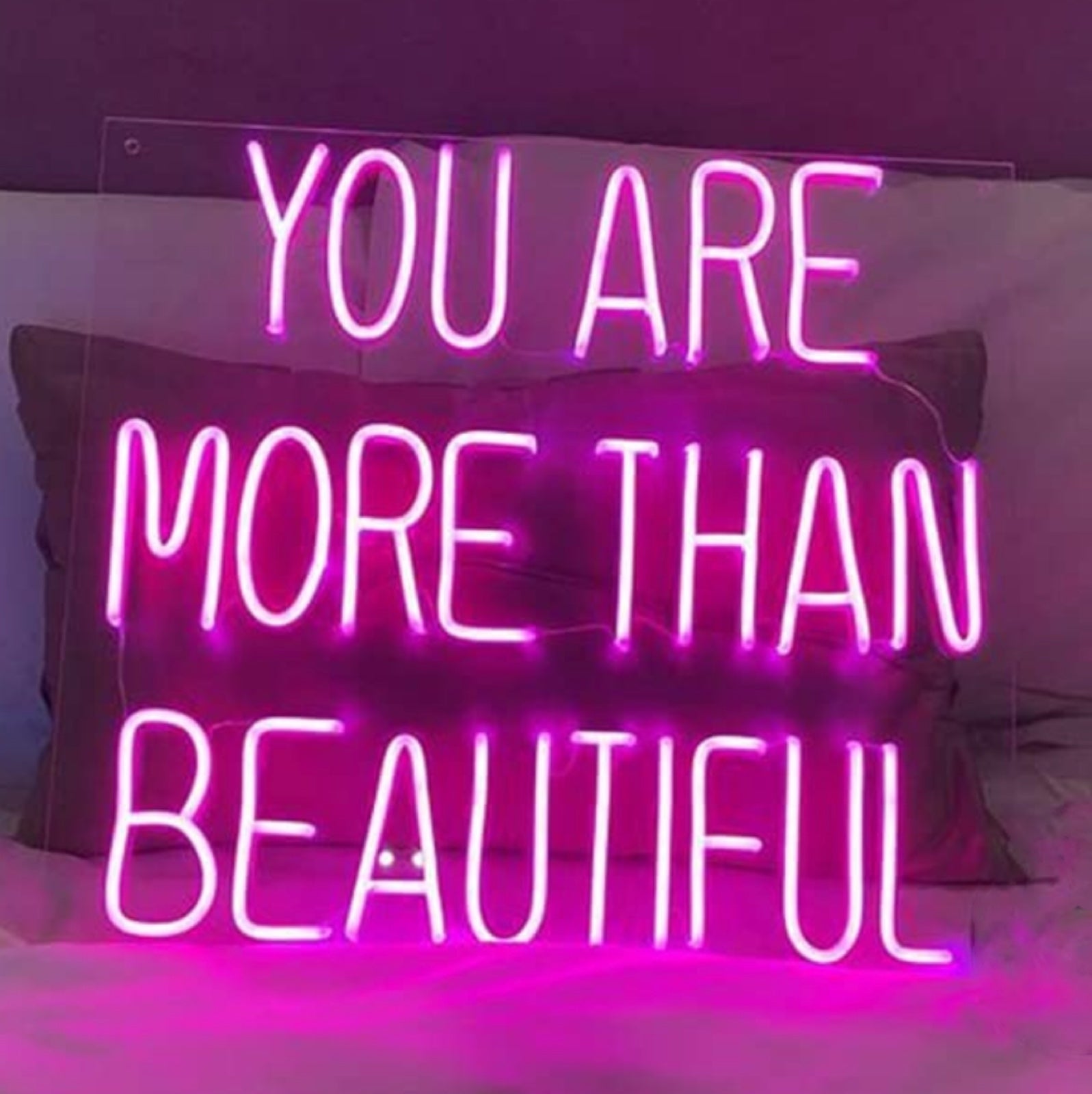 Lovely Large Bright Pink “You Are More Than Beautiful” LED Light Sign Wall Decor