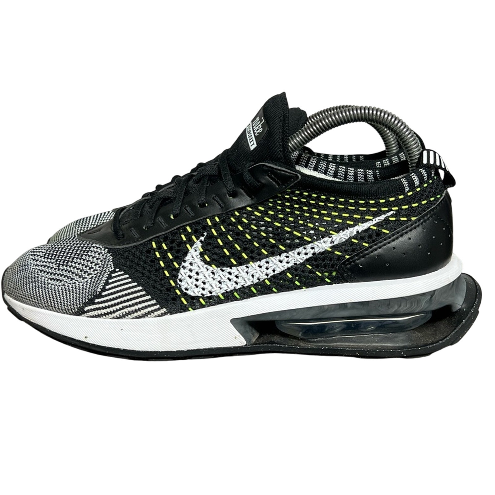 Nike Air Max Flyknit Racer Running Womens Size 8.5 Black White Volt DM9073-002